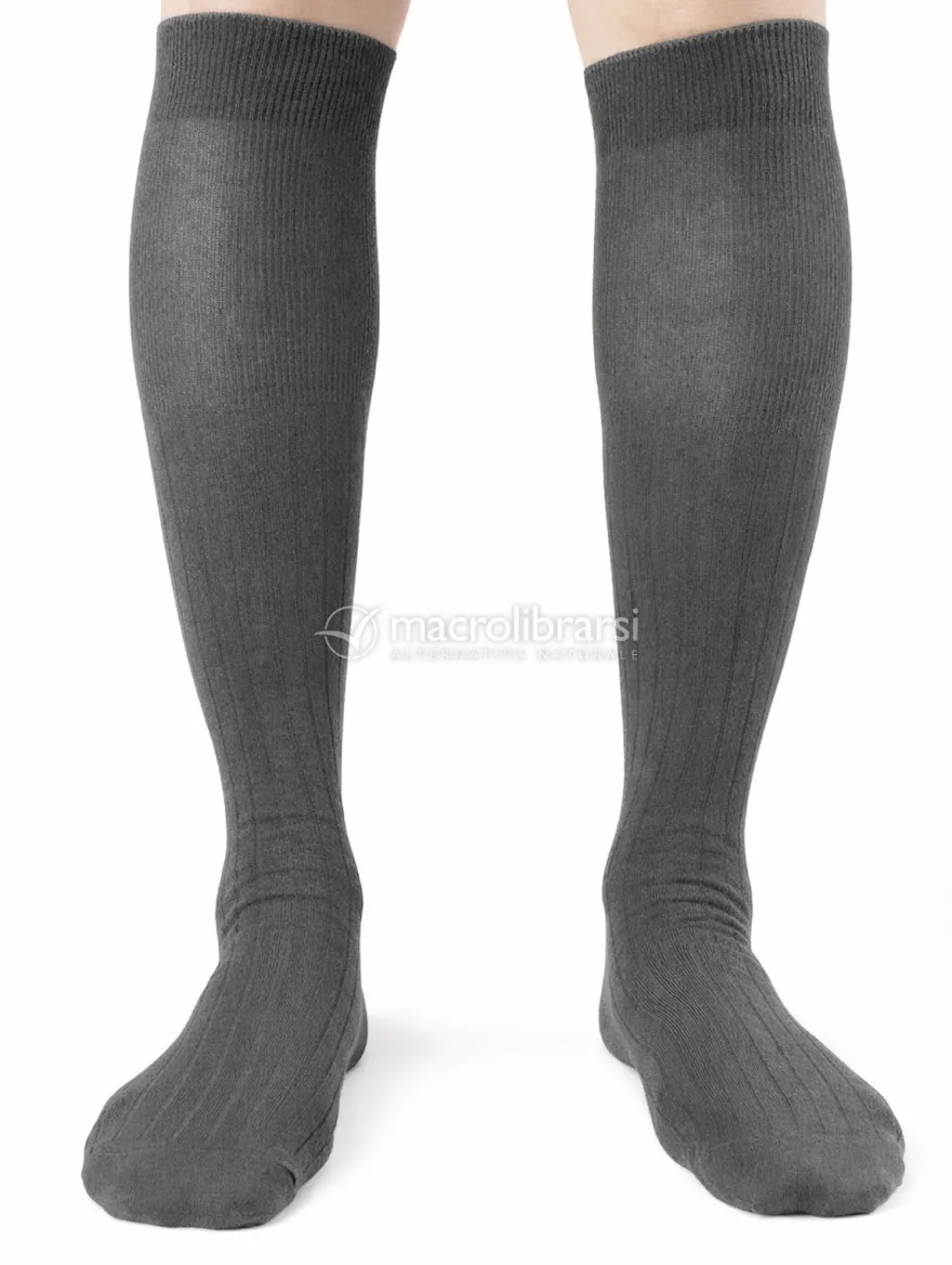 Gambaletto Uomo in Tencel Lyocell a Coste con Polso Alto - Antracite - Taglia 39/42