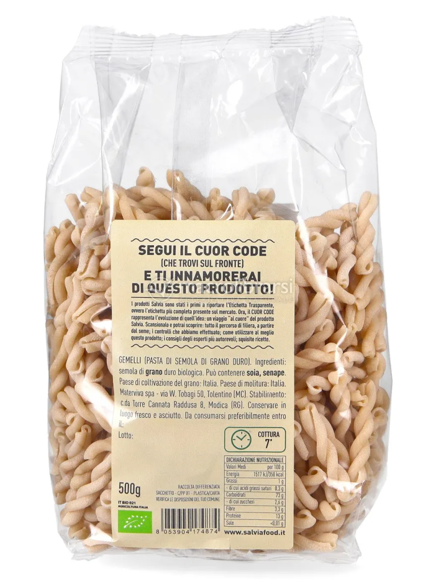 Gemelli di Semola di Grano Duro Bio