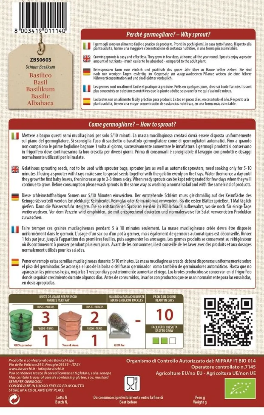 Germogli di Basilico Bio