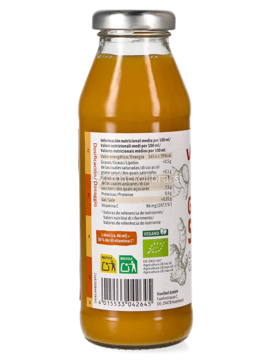 Ginger Shot Bio Arancia, Zenzero e Curcuma