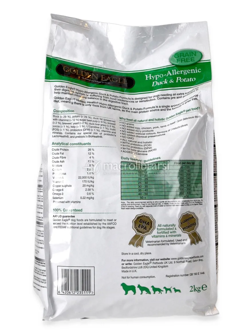 Golden Eagle Hypo-Allergenic Anatra e Patate per Cani