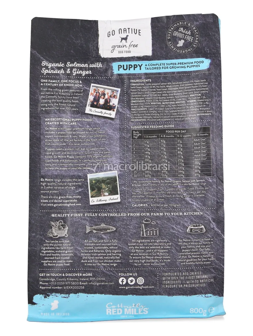 Go Native Puppy Salmone Biologico e Spinaci per Cuccioli - 800g