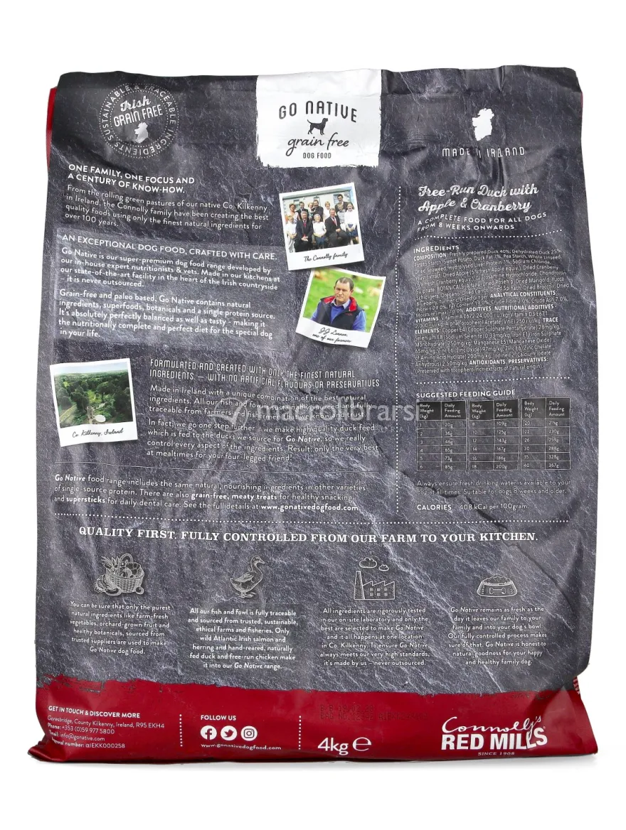 Go Native Small Breeds Anatra, Mela e Mirtillo Rosso per Cani - 4kg
