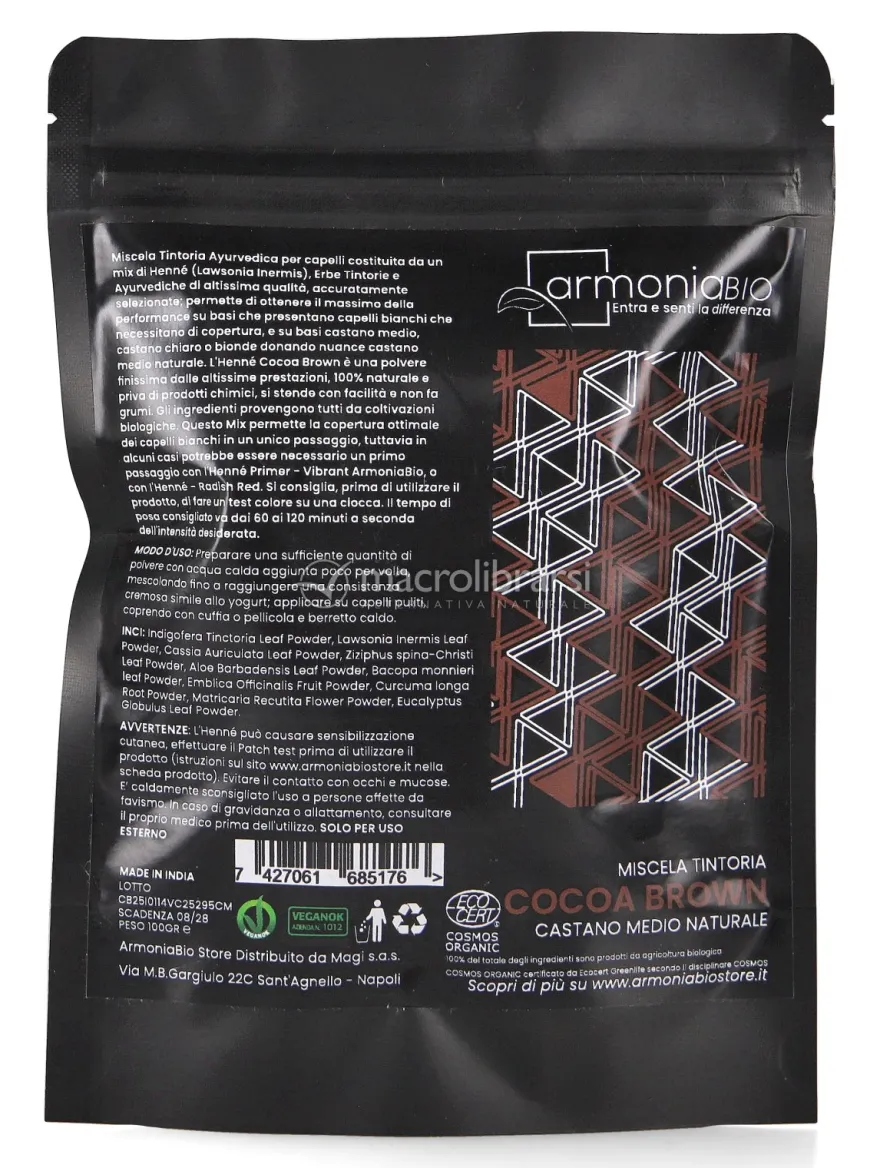 Henné Cocoa Brown Castano Medio Naturale Bio