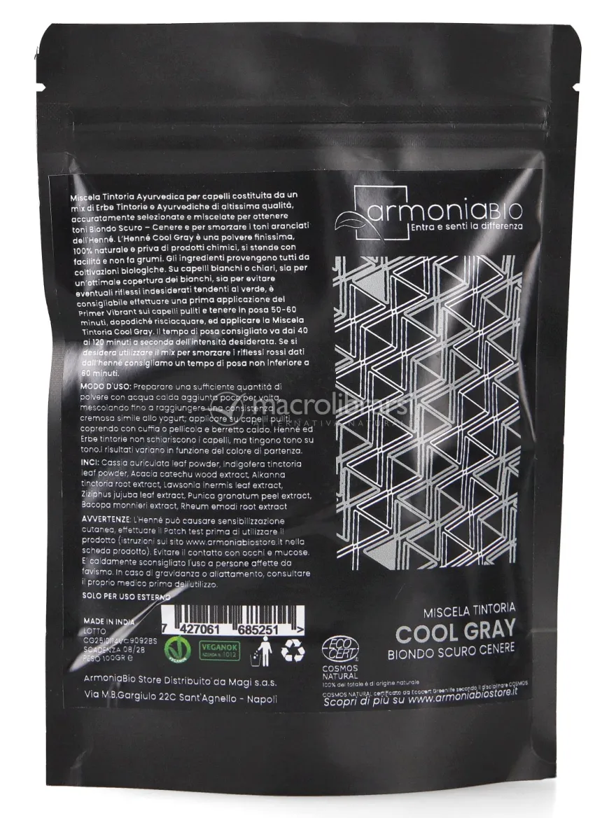 Henné Cool Gray Biondo Scuro Cenere Bio