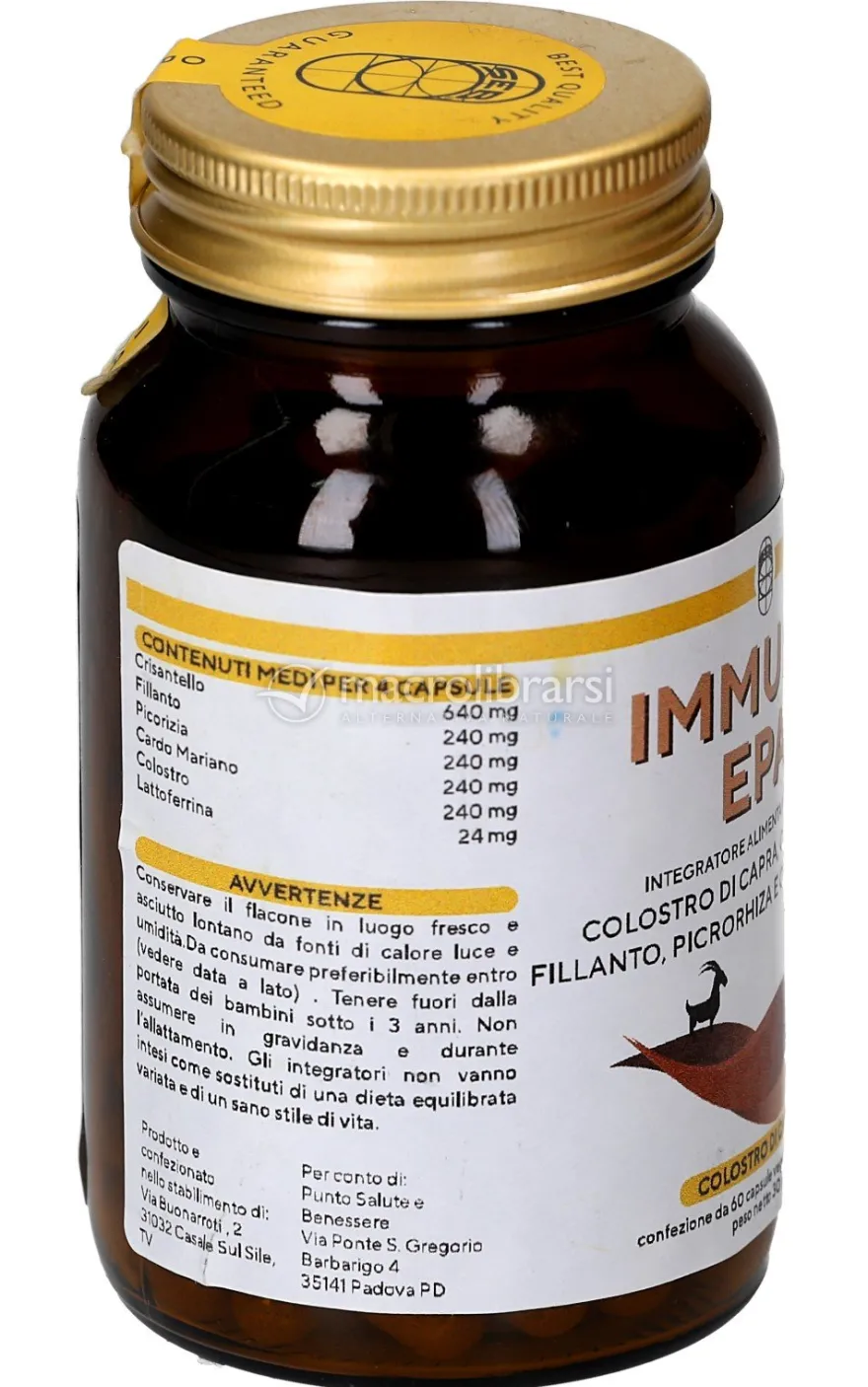 Immuno Epa - Integratore di Colostro di Capra, Crisantello, Fillanto, Picrorhiza e cardo Mariano in Capsule