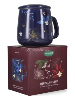 Infusiera in Ceramica con Filtro e Coperchio "Infusi da Favola" - Blu