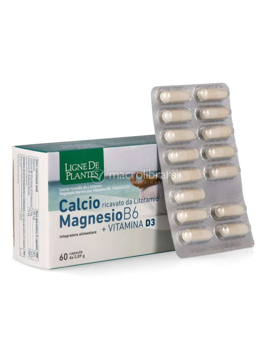 Integratore di Calcio, Magnesio, Vitamina B6 + Vitamina D3 in Capsule