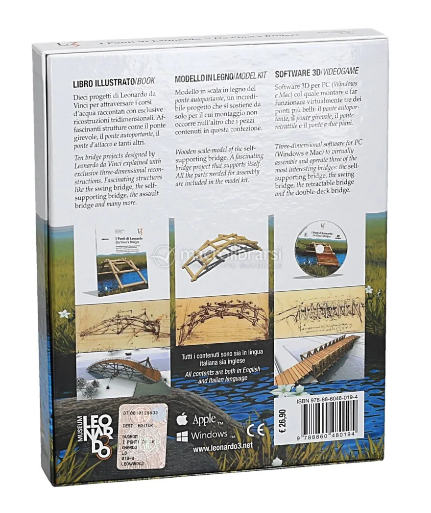 I Ponti di Leonardo - Da Vinci's Bridges + Modello in Legno e DVD Software 3D