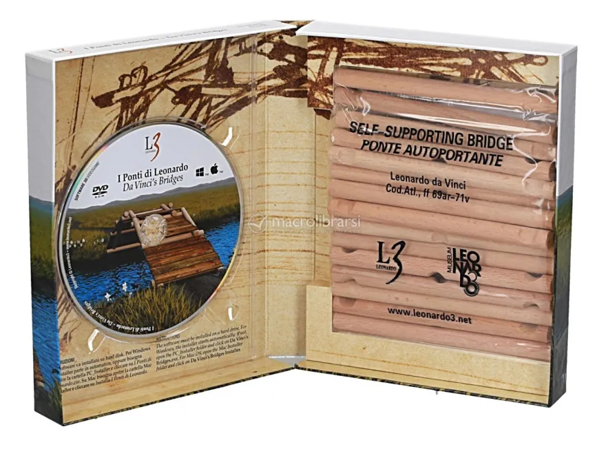 I Ponti di Leonardo - Da Vinci's Bridges + Modello in Legno e DVD Software 3D