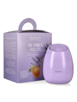 Kit Respira Relax - Diffusore a Ultrasuoni Bloom Viola + 3 Oli Essenziali Arancio Dolce, Lemongrass