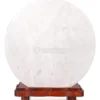 Lampada di Sale Bianca Tonda con Base in Legno - Gatti