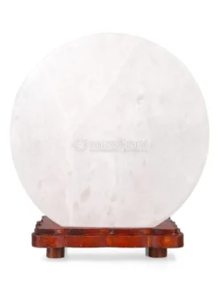 Lampada di Sale Bianca Tonda con Base in Legno - Gatti