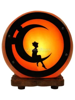 Lampada di Sale Tonda con Base in Legno - Luna