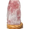Lampada in Quarzo Rosa con Base in Legno