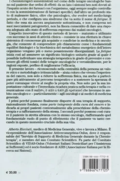 La Terapia di Supporto di Medicina Generale in Chemioterapia Oncologica