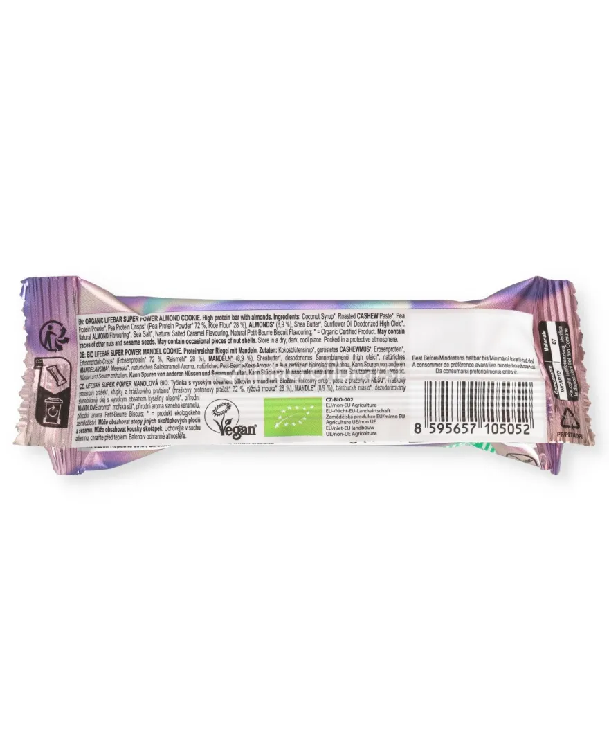 Lifebar Super Power - Barretta Vegan Protein Cookie alle Mandorle