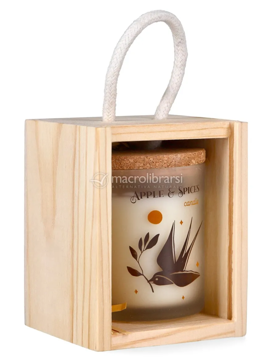 Little Box Legno Serenity - Candela Profumata a Base di Cera di Soia - Mela & Spezie