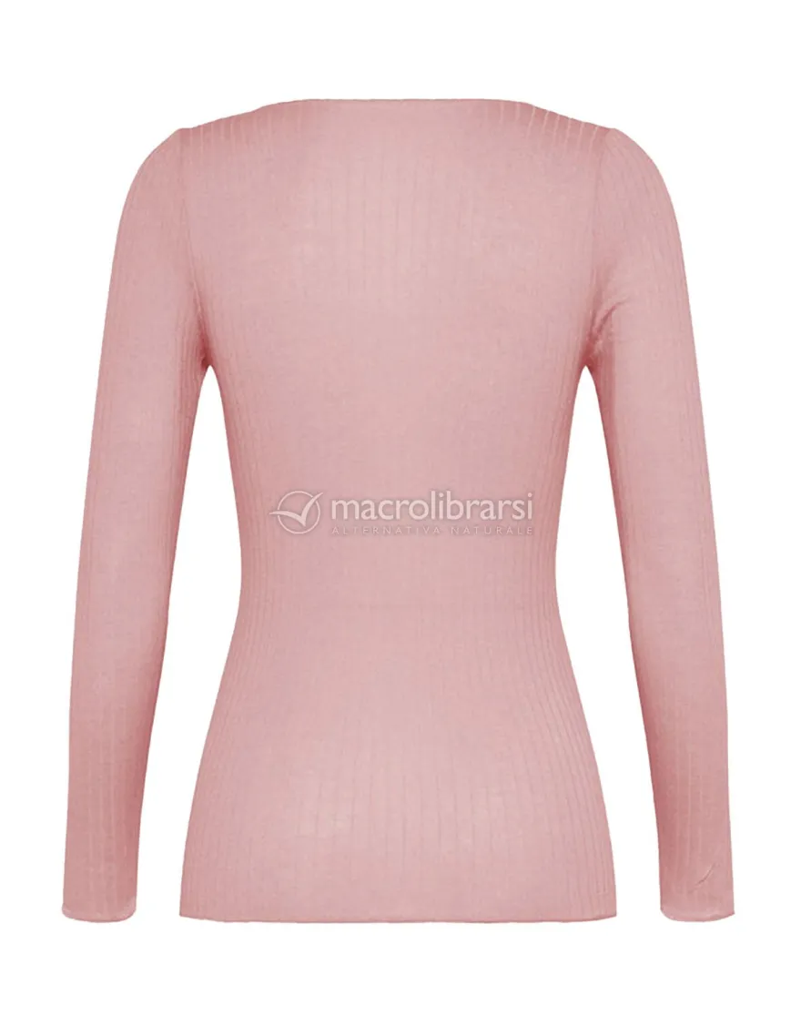 Maglia Scollo a Barchetta in Tencel™ e Cashmere a Manica Lunga - Cipria - Taglia S/M