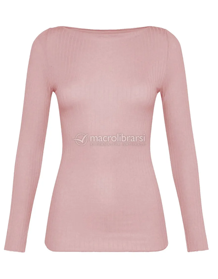 Maglia Scollo a Barchetta in Tencel™ e Cashmere a Manica Lunga - Cipria - Taglia S/M