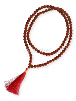 Mala con Grani di Rudraksha con Nappina Rossa