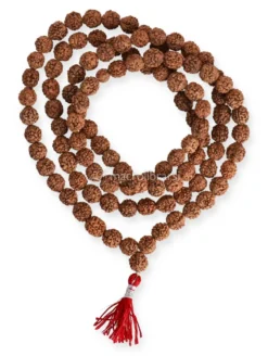 Mala con Grani di Rudraksha e Nappina Rossa