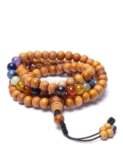Mala con 7 Pietre Chakra e Grani in Legno Kadam