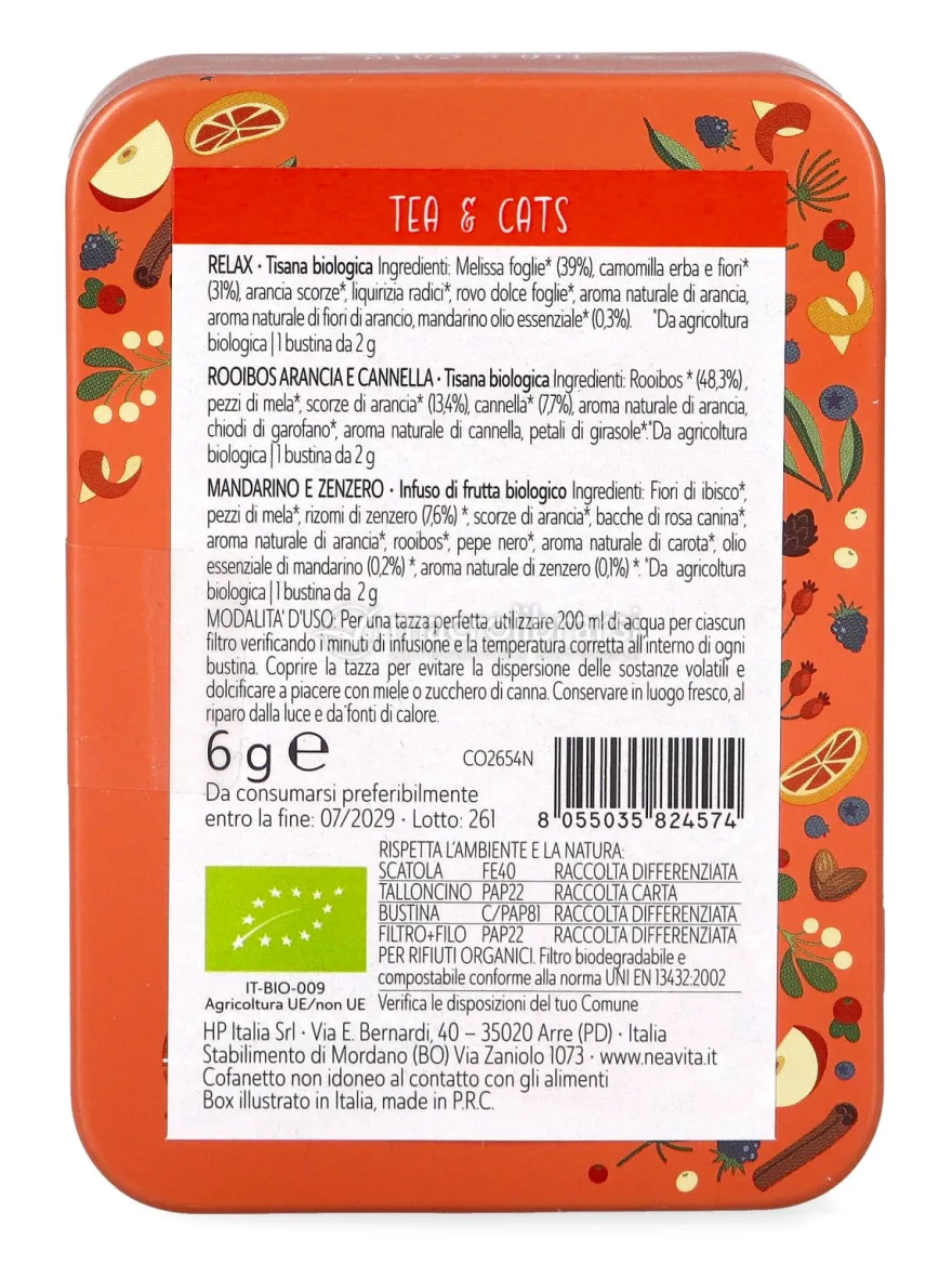 Mini Cofanetto in Latta con 3 Tisane Bio - Tea & Cat Gatto