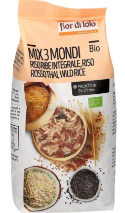 Mix 3 Mondi Bio - Riso Ribe Integrale, Riso Rosso Thai e Wild Rice
