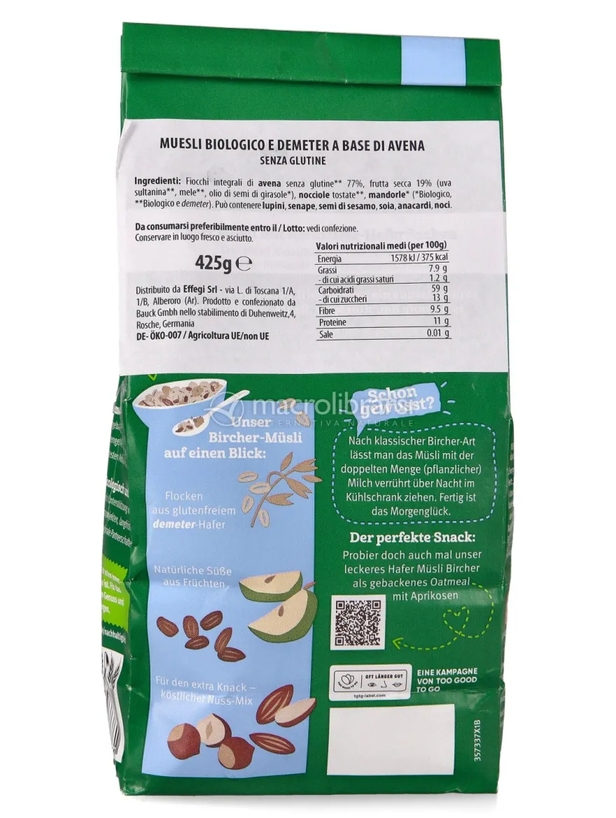 Muesli di Avena e Frutta Secca Bio