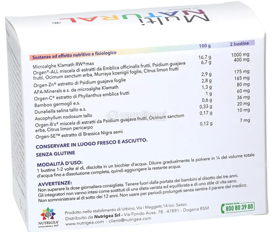 Multinatural® - Integratore di Microalghe Klamath ed Estratti Vegetali