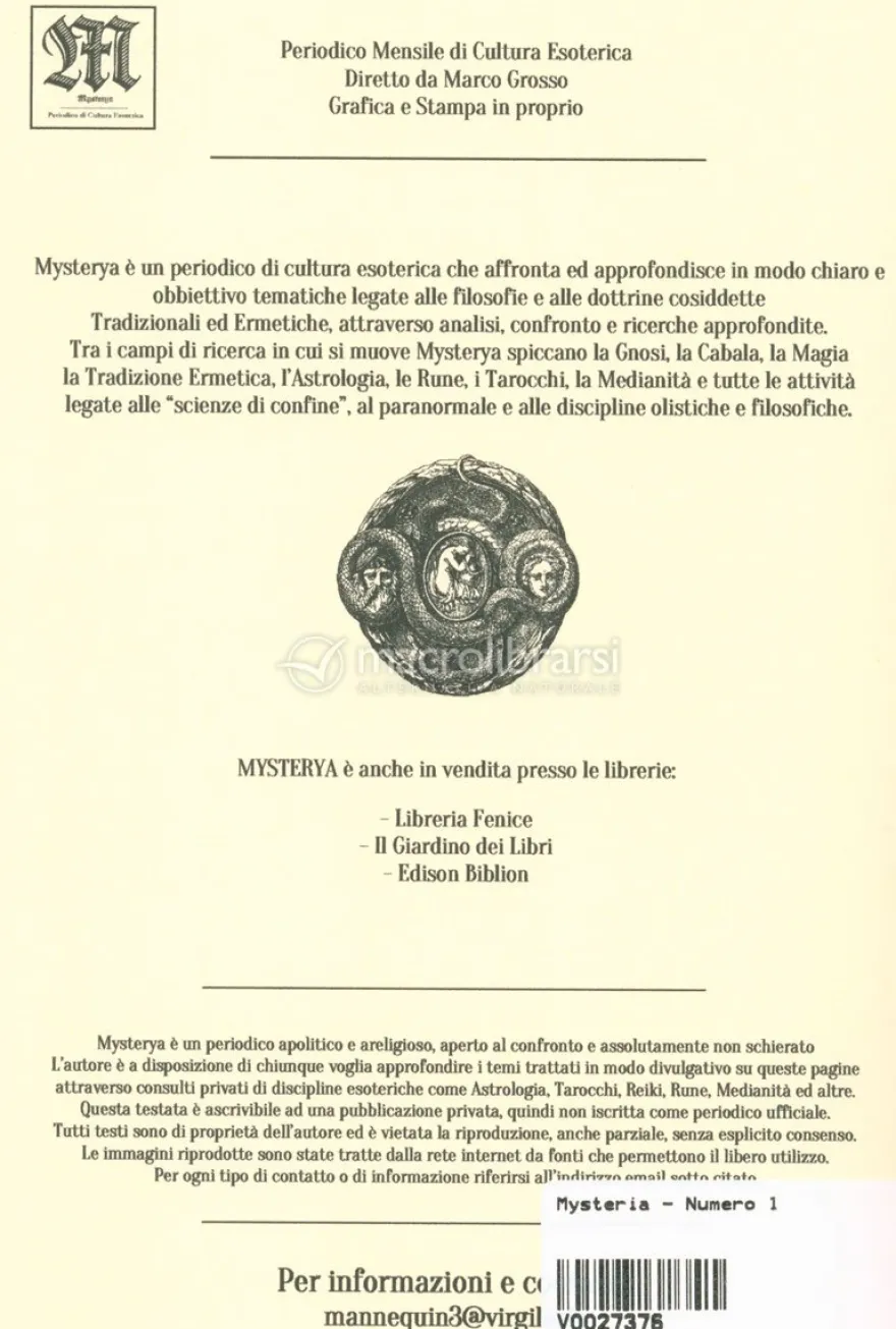 Mysteria - Periodico di Cultura Esoterica - n.1