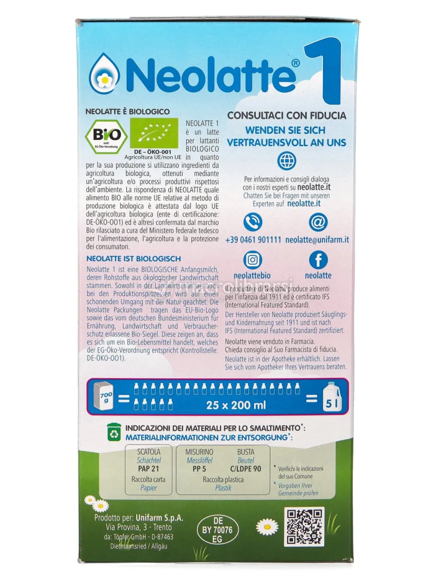 Neolatte 1 - Latte in Polvere per Lattanti Bio