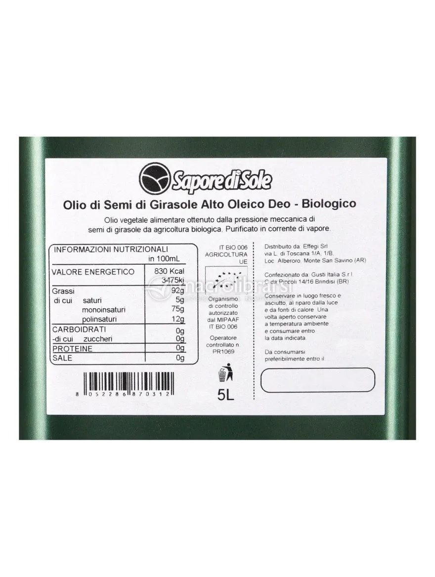 Olio di Semi di Girasole Alto Oleico Bio