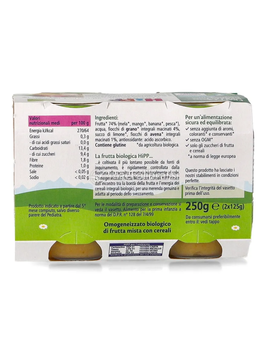 Omogeneizzato Bio di Frutta Mista con Cereali