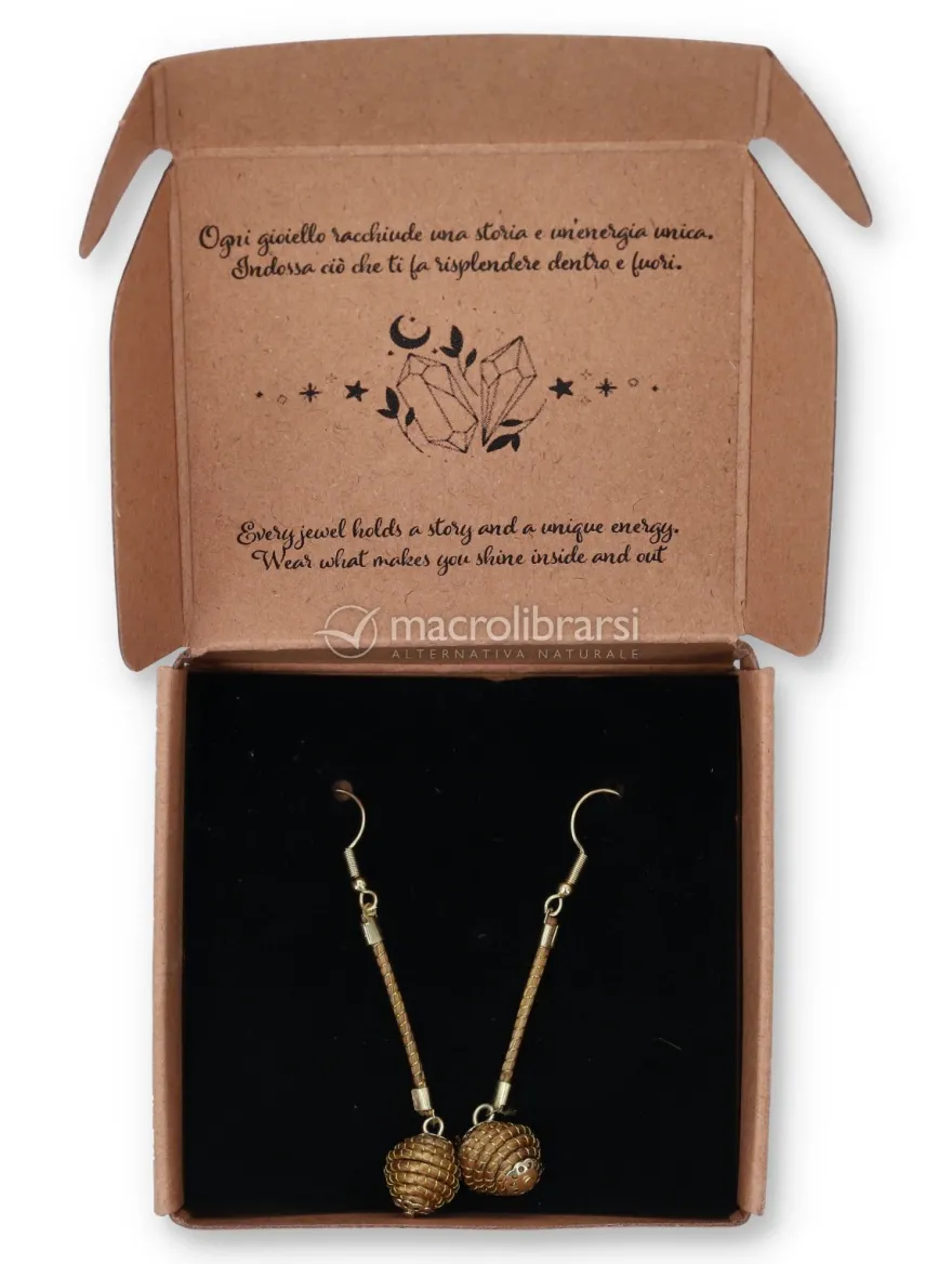 Orecchini in Oro Vegetale Capim Dourado - Lunghi con Sfera
