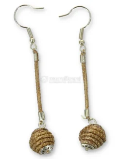 Orecchini in Oro Vegetale Capim Dourado - Lunghi con Sfera