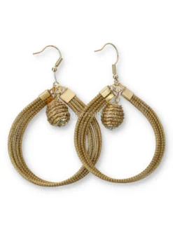 Orecchini in Oro Vegetale Capim Dourado - Cerchio con Sfera