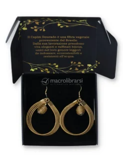 Orecchini in Oro Vegetale Capim Dourado - Cerchio con Sfera