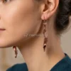 Orecchini in Rame "Demetra" a Forma di Foglia con Monachina in Argento 925