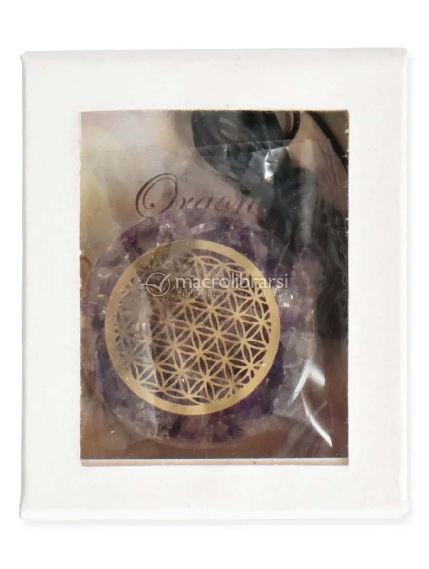 Orgonite Ciondolo Fiore della Vita - Ametista/Cristallo di Rocca