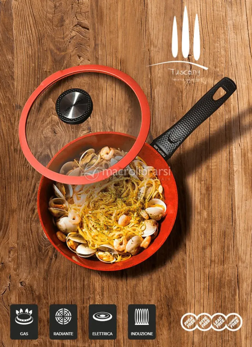 Padella Alta Wok 28 cm con Coperchio - Tuscany Line