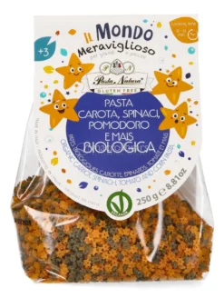 Pasta con Carota, Spinaci, Pomodoro e Mais Bio - Stelline