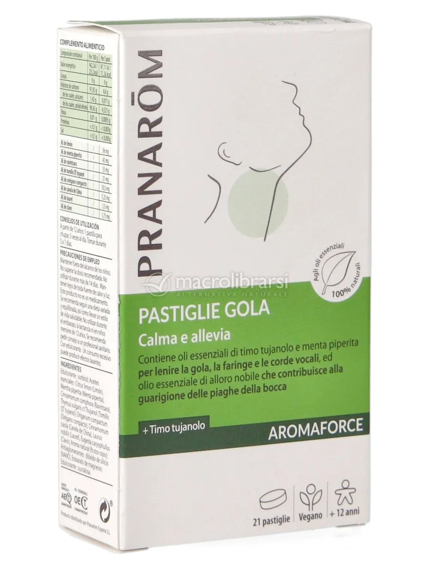 Pastiglie Gola con Oli Essenziali di Timo, Menta Piperita e Alloro