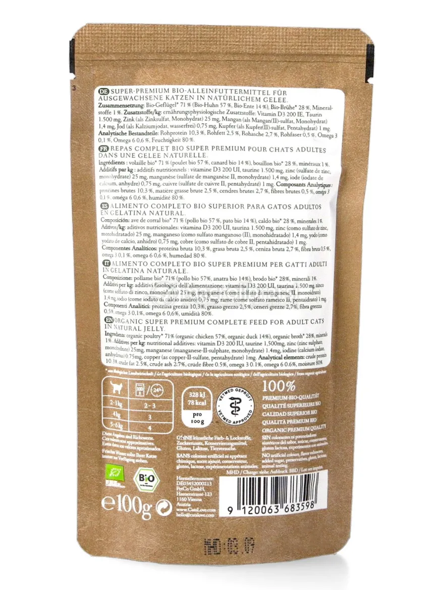 Paté Adult Anatra Bio per Gatti