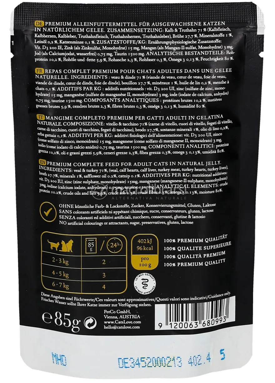 Paté di Vitello e Tacchino per Gatti Adulti - 85g
