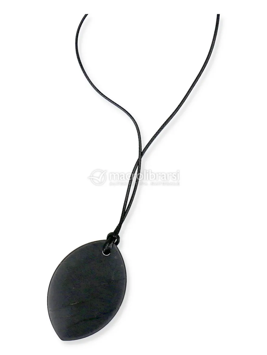 Pendente di Shungite Lucida con Cordino - Foglia