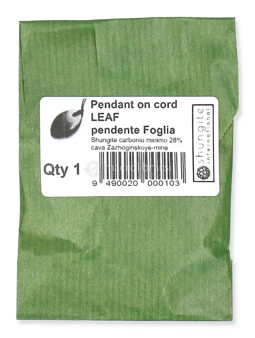 Pendente di Shungite Lucida con Cordino - Foglia