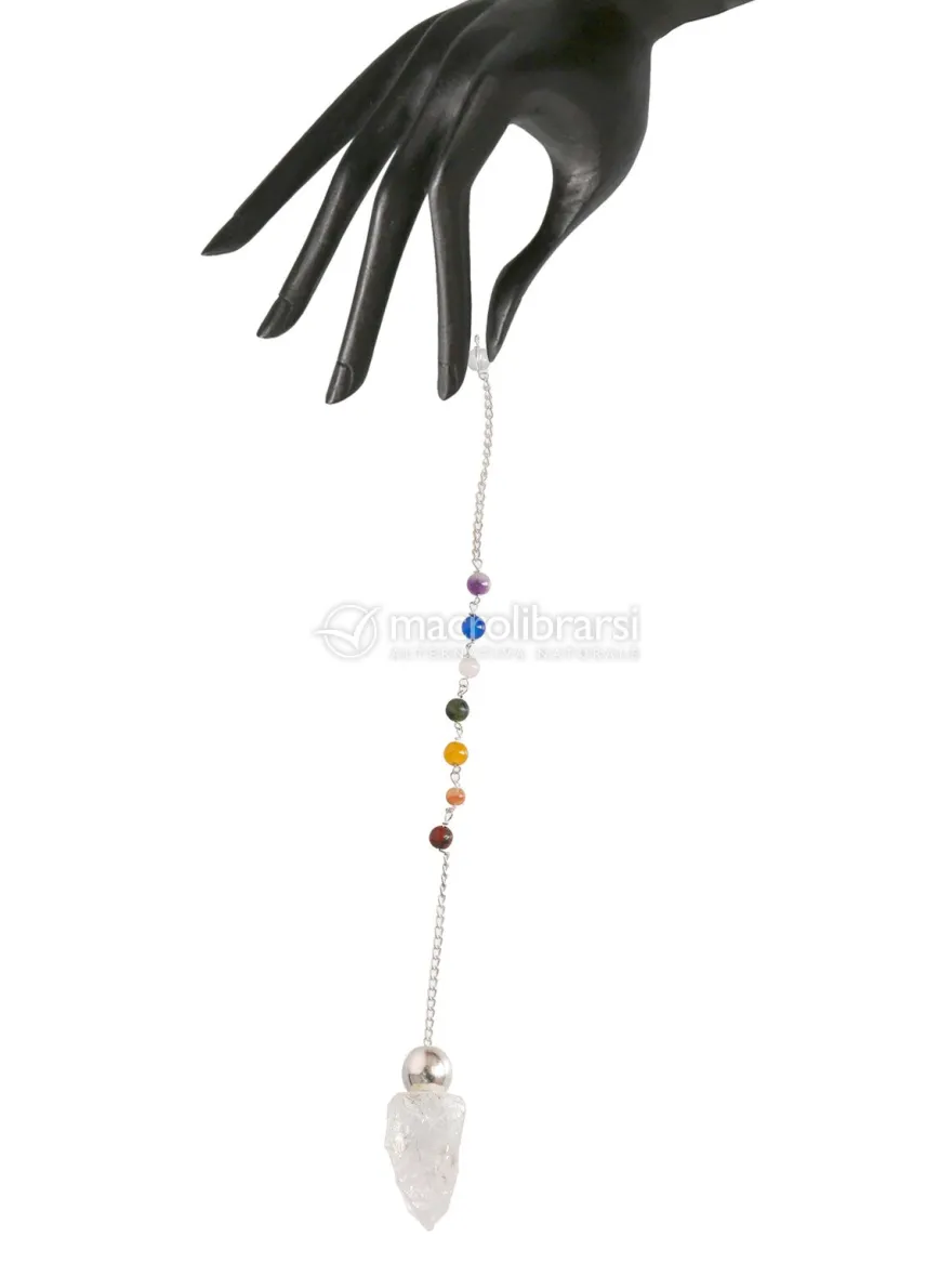 Pendolo Angelico con Catenella Chakra - Cristallo di Rocca