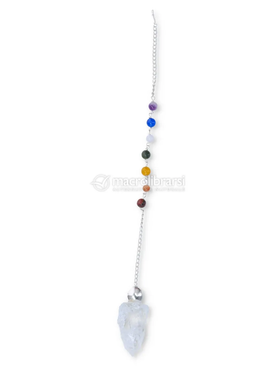 Pendolo Angelico con Catenella Chakra - Cristallo di Rocca